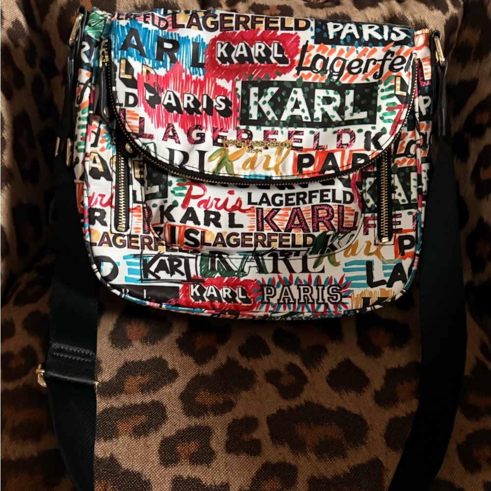 Karl Lagerfeld Multicolor Logo Print Crossbody Bag - Picture 2 of 4